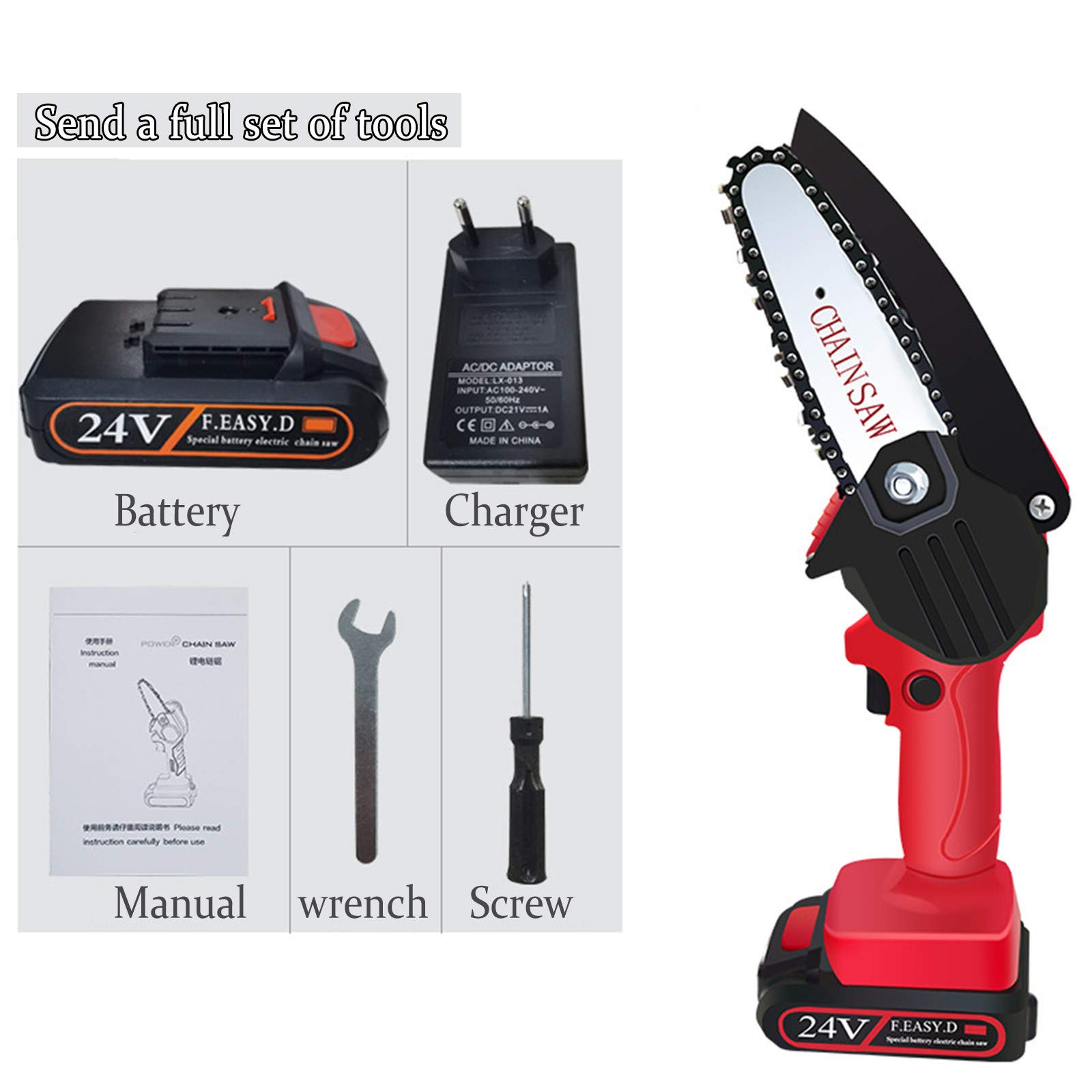 Mini Sega Elettrica a Catena, Piccola Sega a Catena a Batteria, Sega da Potatura per Abbattimento, Attrezzo da Giardinaggio, Utilizzato per Tagliare Rami di Legno