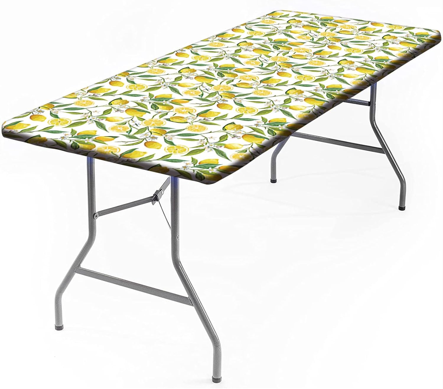 Tropical Palm Leaves Fitted Tablecloth for 5ft Rectangle Tables, Elastic Edged Polyester Turquoise Hawaiian Green Leaf Table Cover, for Outdoor Indoor Kitchen Coffee Table Decor, 30x60 inch