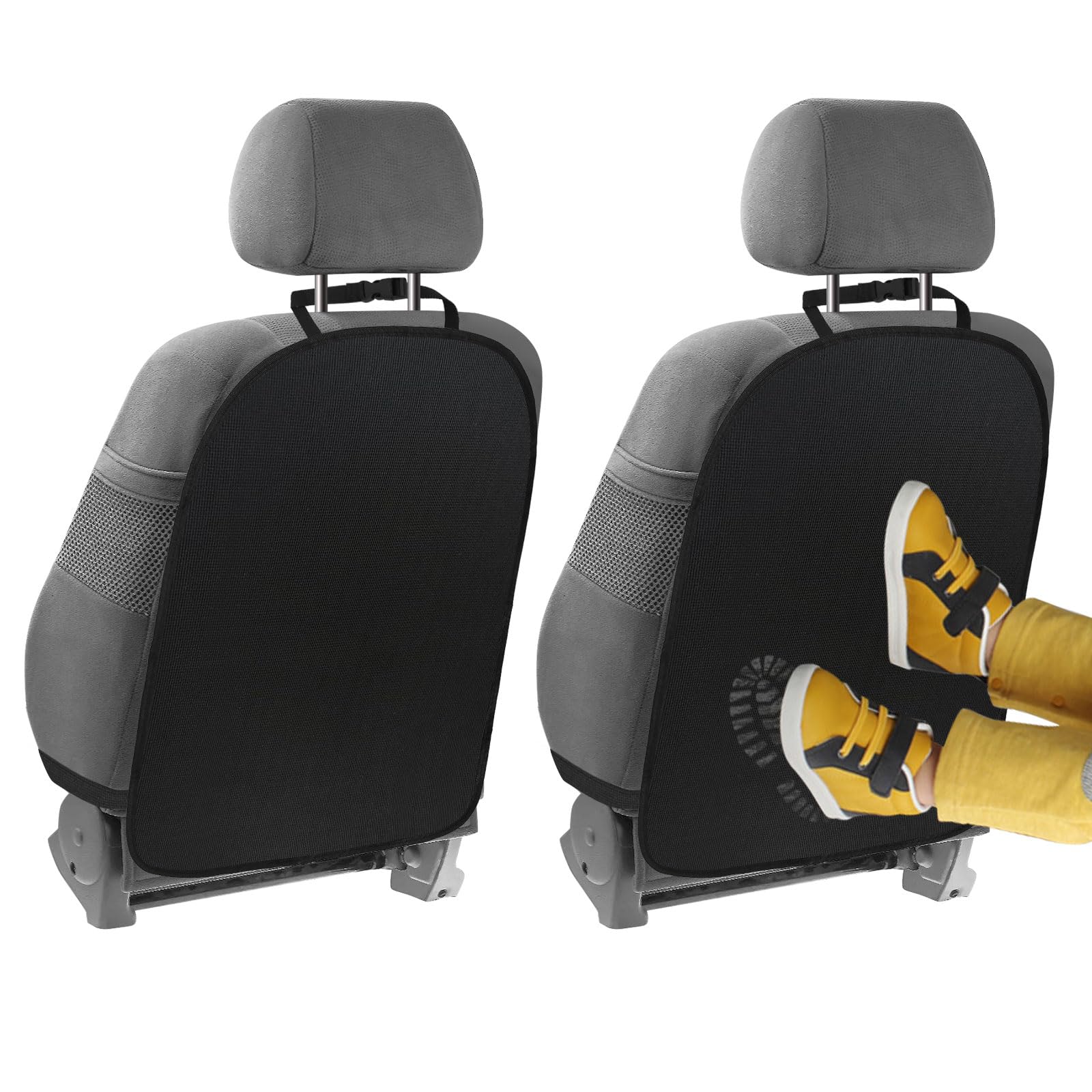 2 Piezas Protector Asiento Coche Respaldo Protector de Asiento de Coche Impermeable Protector Silla Coche Bebe Funda Asiento Coche Delantero Kick Mats Protección Fundas para Asientos de Coches y SUV