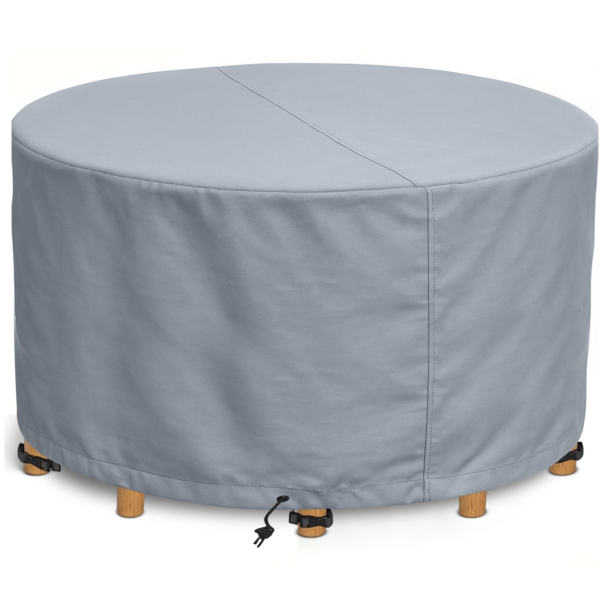 Kingsbridge Grey Round Garden Furniture Table Cover 600D Heavy Duty Fabric, Double Stitching, Waterproof, Anti Uv, Breathable, Rip Proof, 130Cm X 70Cm Outdoor Patio Furniture Protector