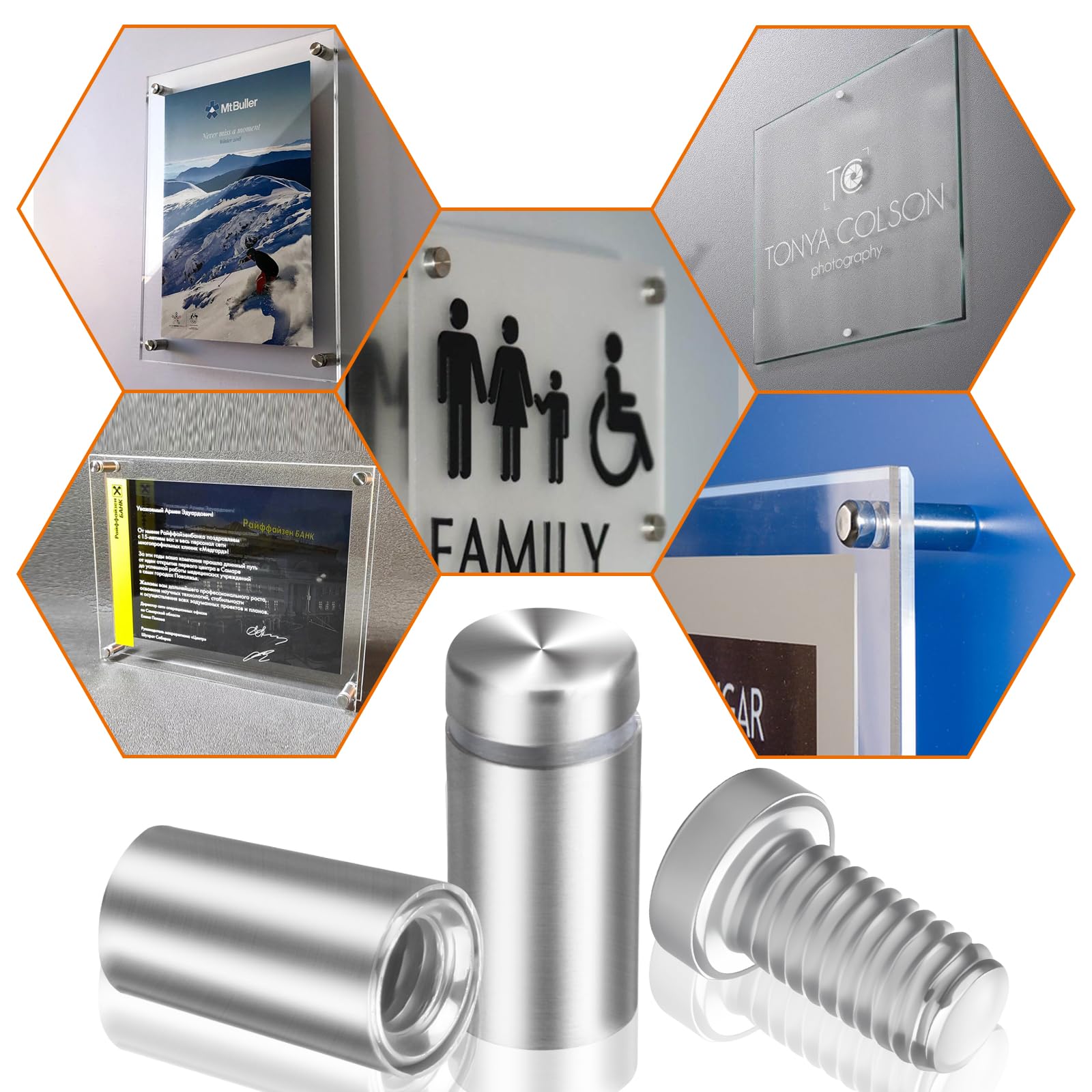 24 szt. wsporników dystansowych na ścianę, 12 x 25 mm, pleksiglas, stal nierdzewna, tuleje dystansowe, wsporniki dystansowe do montażu i mocowania, szkło, lustro, akrylowe, plakaty, ramka na zdjęcia