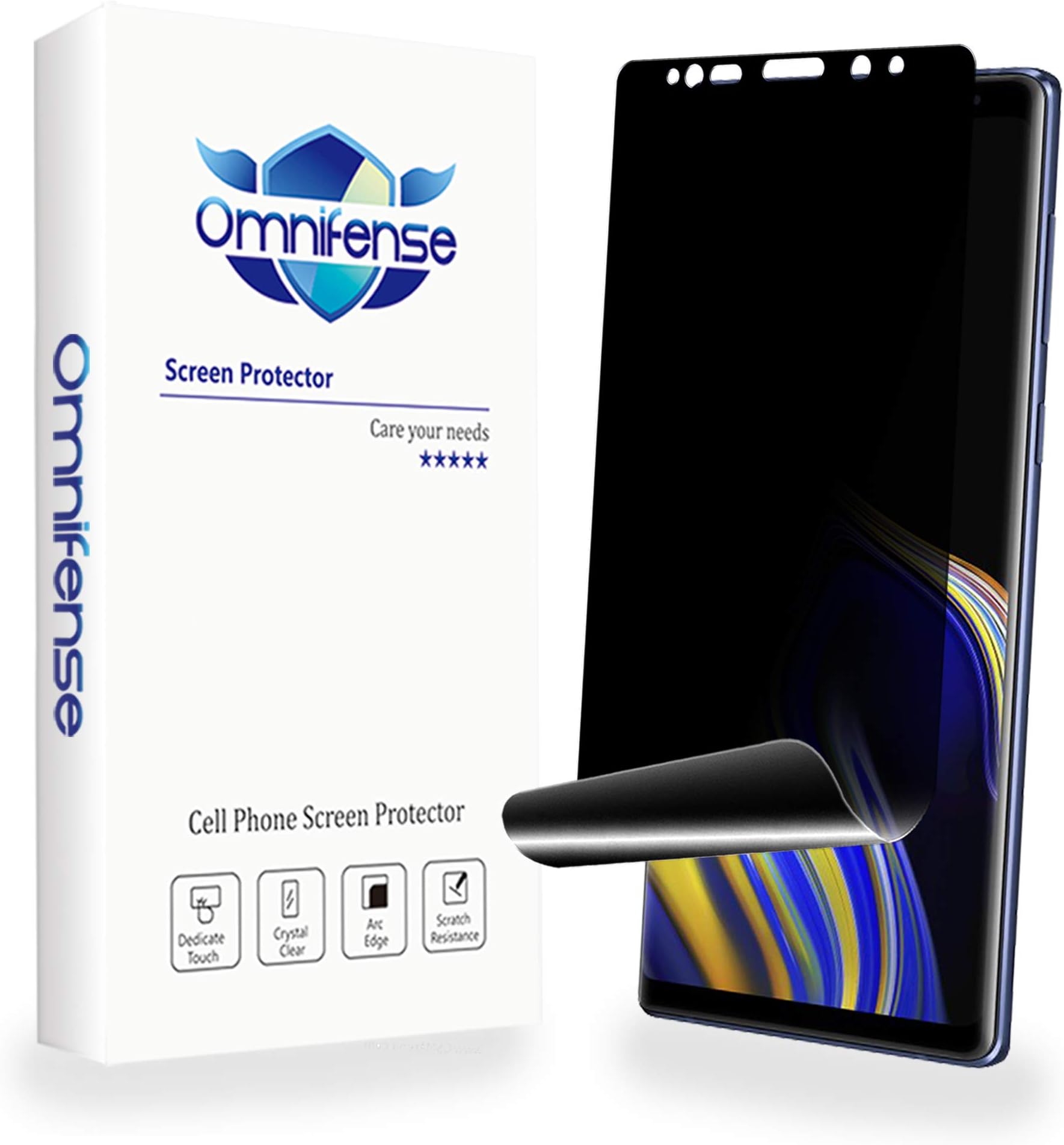 Galaxy Note 9 Screen Protector Privacy, 2-Way Anti Spy Full Adhesive Coverage (2-Pack) Nano Shield 3D Curve Edge Fit Soft Film (NOT Tempered Glass) for Samsung Note 9 and 1-Pack Back Skin Protector
