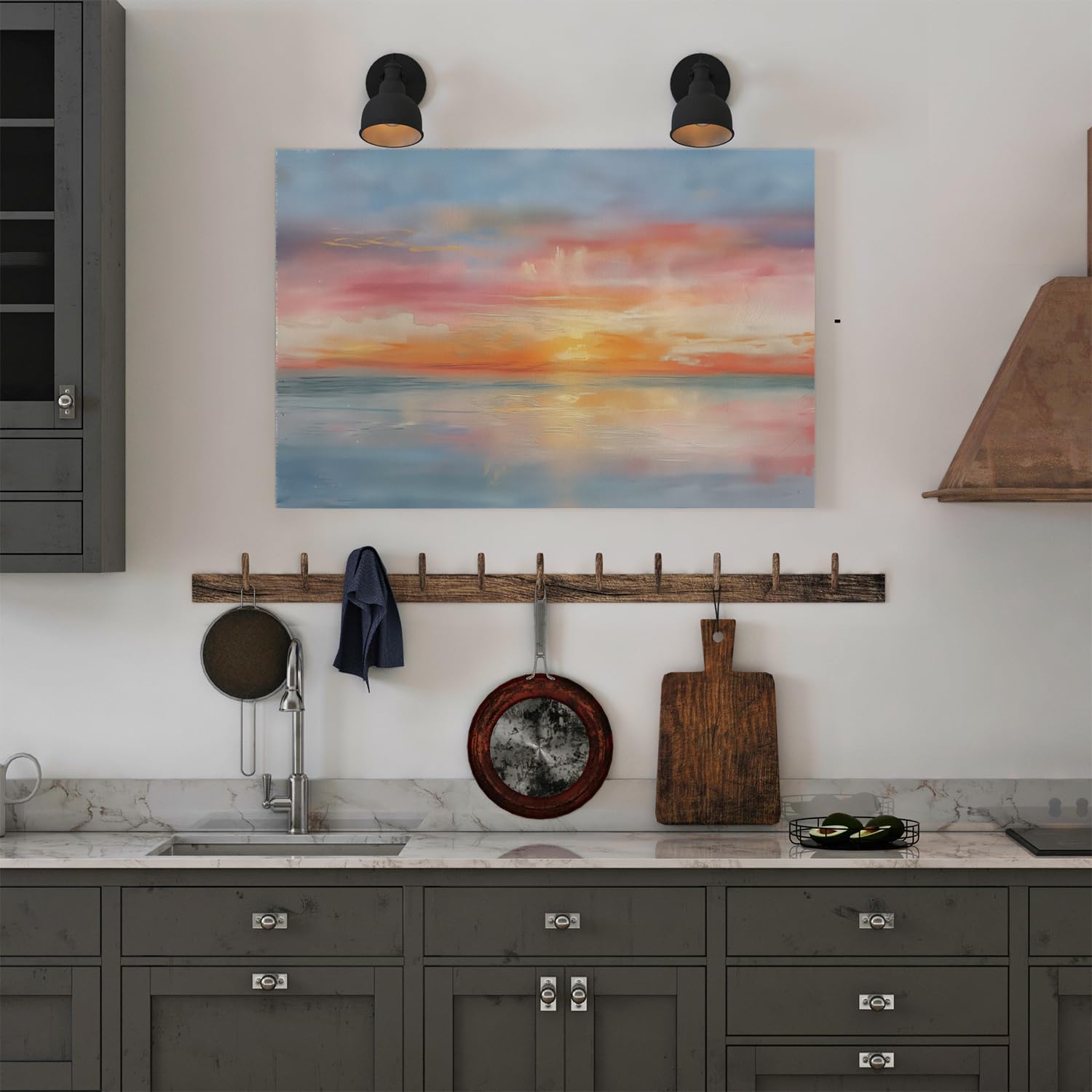 Artaza Leinwand Bilder Sonnenuntergang Meer - 60x40 cm - Wanddeko Wohnzimmer - Wandbilder Deko Schlafzimmer - Maritime Deko - Rosa