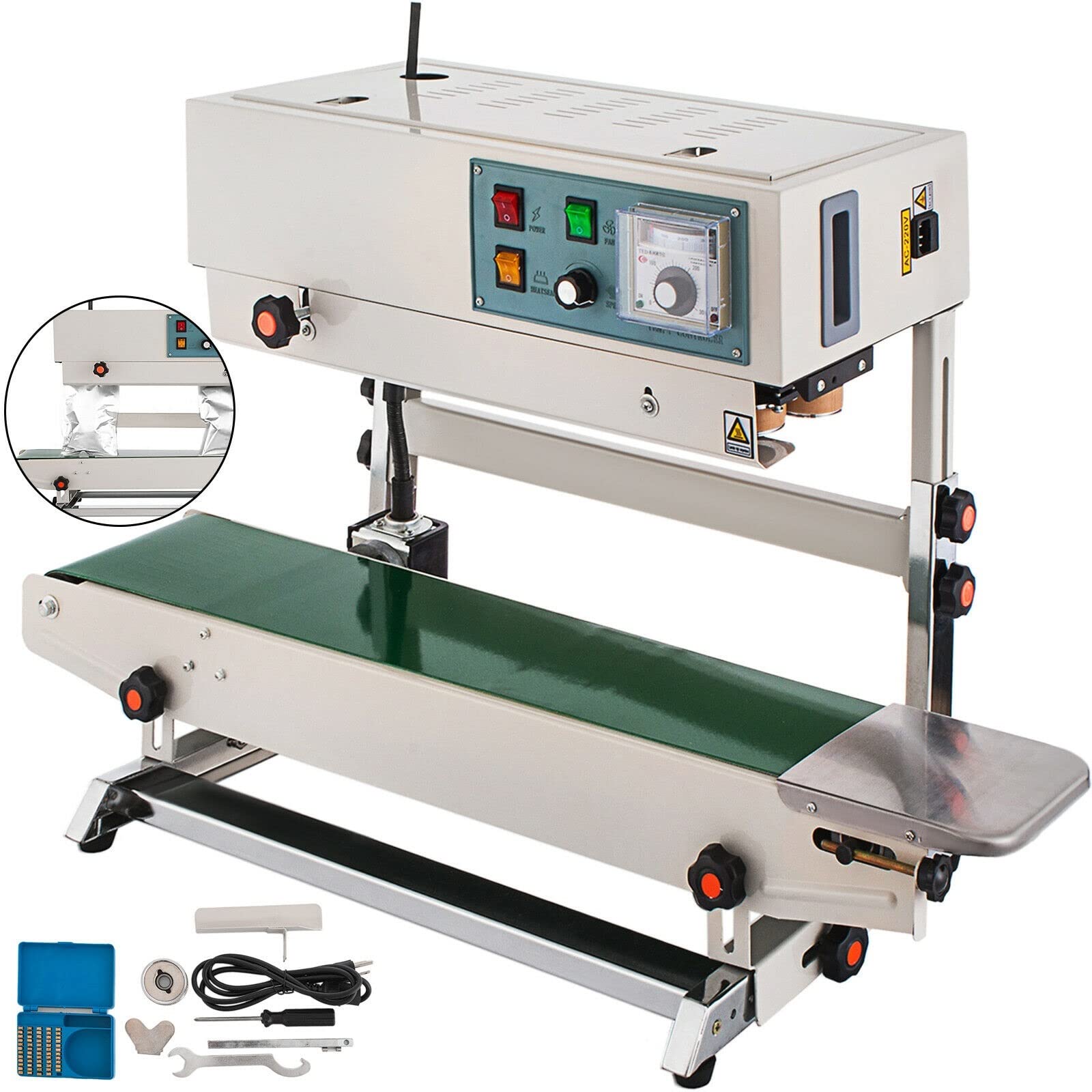 Gqnblvhzupdm Vertical Fr-900 Continuous /Horizontal Sealing Machine 700W Automatic Sealer Pvc Coding Plastic Logo For Production Line,High Stability(Vertical)