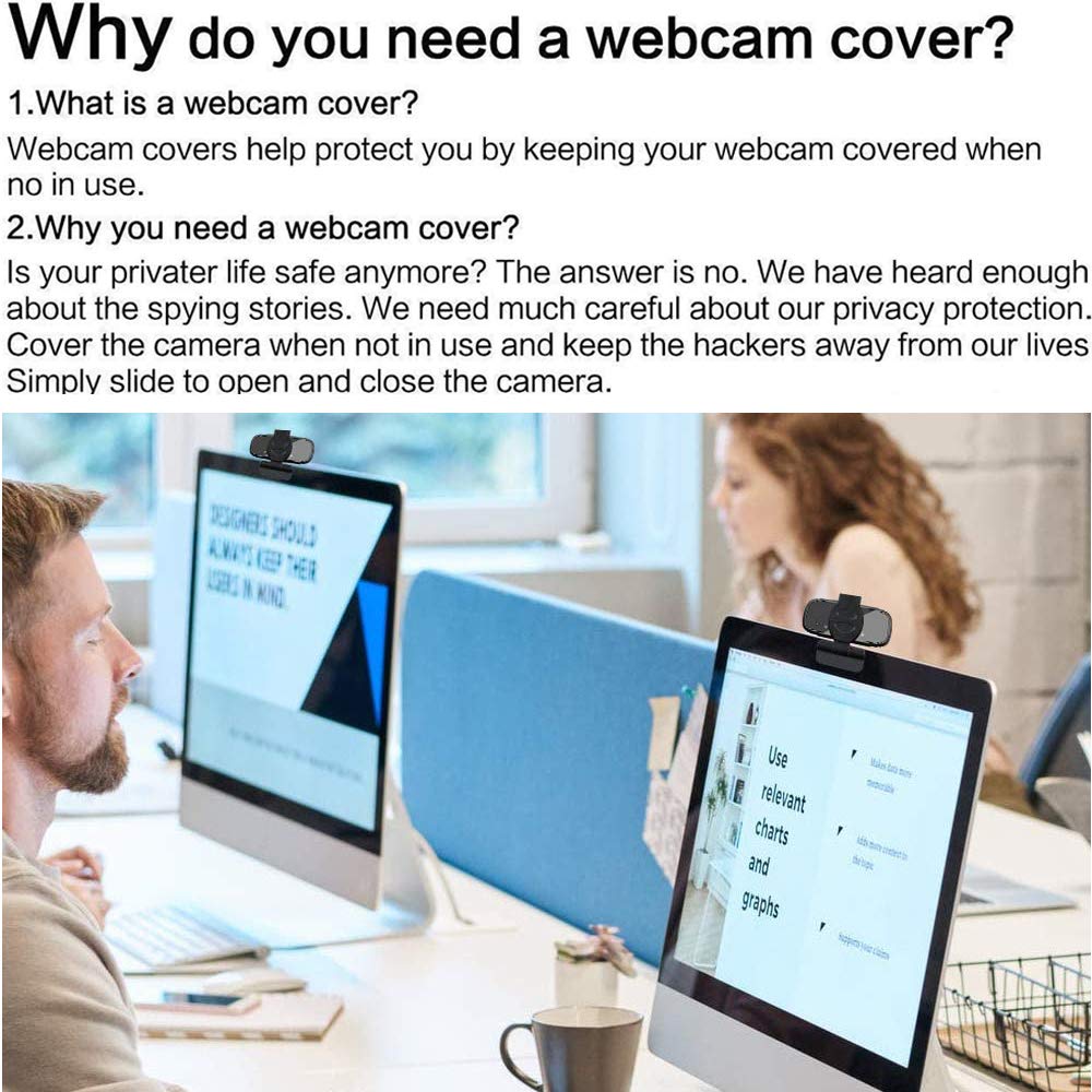 EasyULT 5 Pezzi Copertura per Webcam, Copri Webcam con Adesivo Forte, Webcam Cover Protegge la Privacy e la Sicurezza per Webcam HD per Macbook, PC Portatile (Nero)