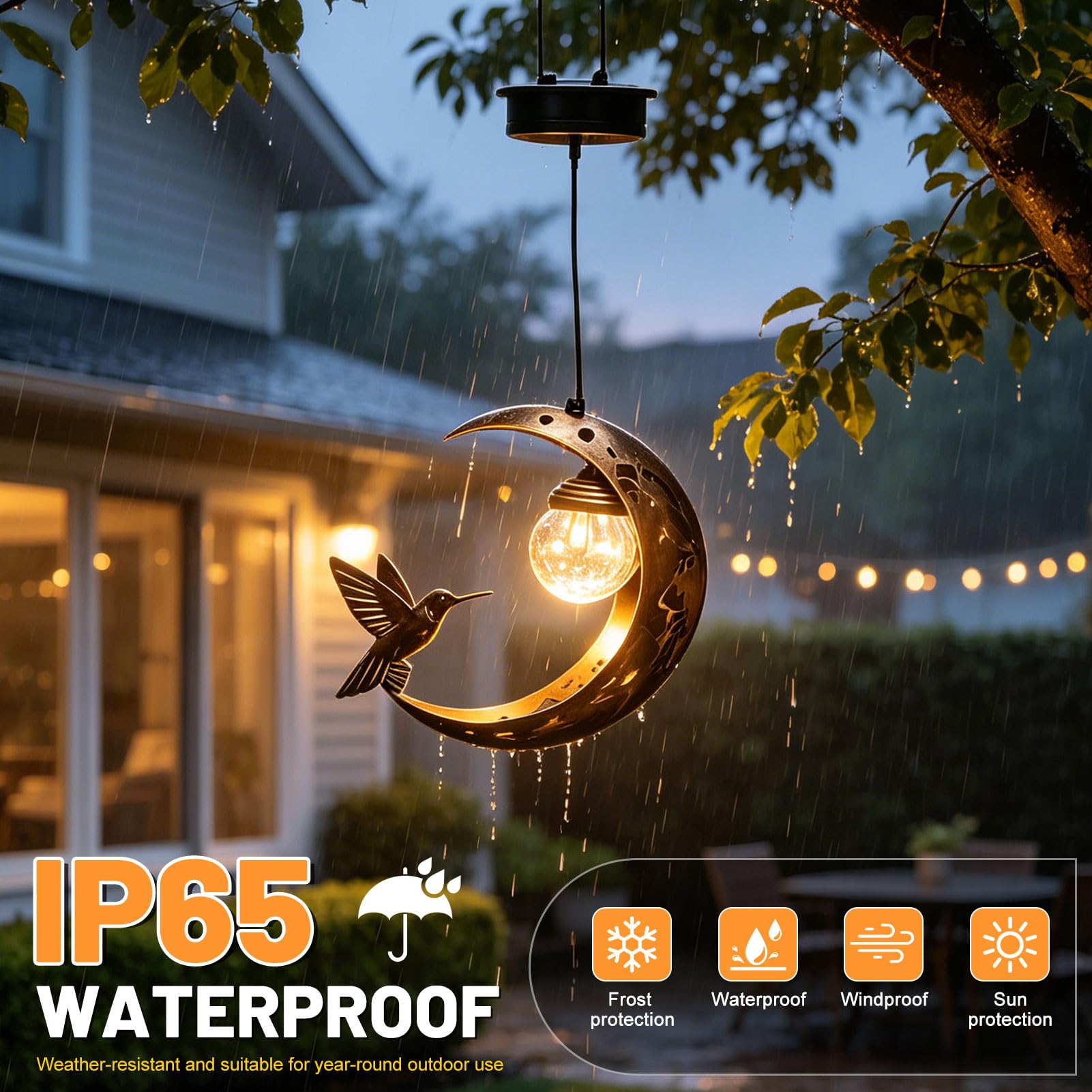 Solarlampen für Außen Garten Tierform, Solar Hängelampe Gartendeko für Draußen Wetterfest, IP65 Wasserdicht Hängende Solarlaterne, Warmweiß Gartenleuchte für Garten Terrasse Balkon Deko (Kolibri)