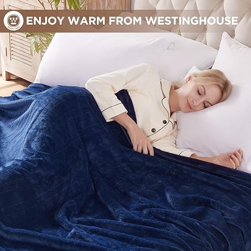 Miniatura 4 de Westinghouse Manta térmica tamaño King, manta de calefacción eléctrica con 10 niveles de calefacción, apagado automático de 1 a 12 horas, manta de
