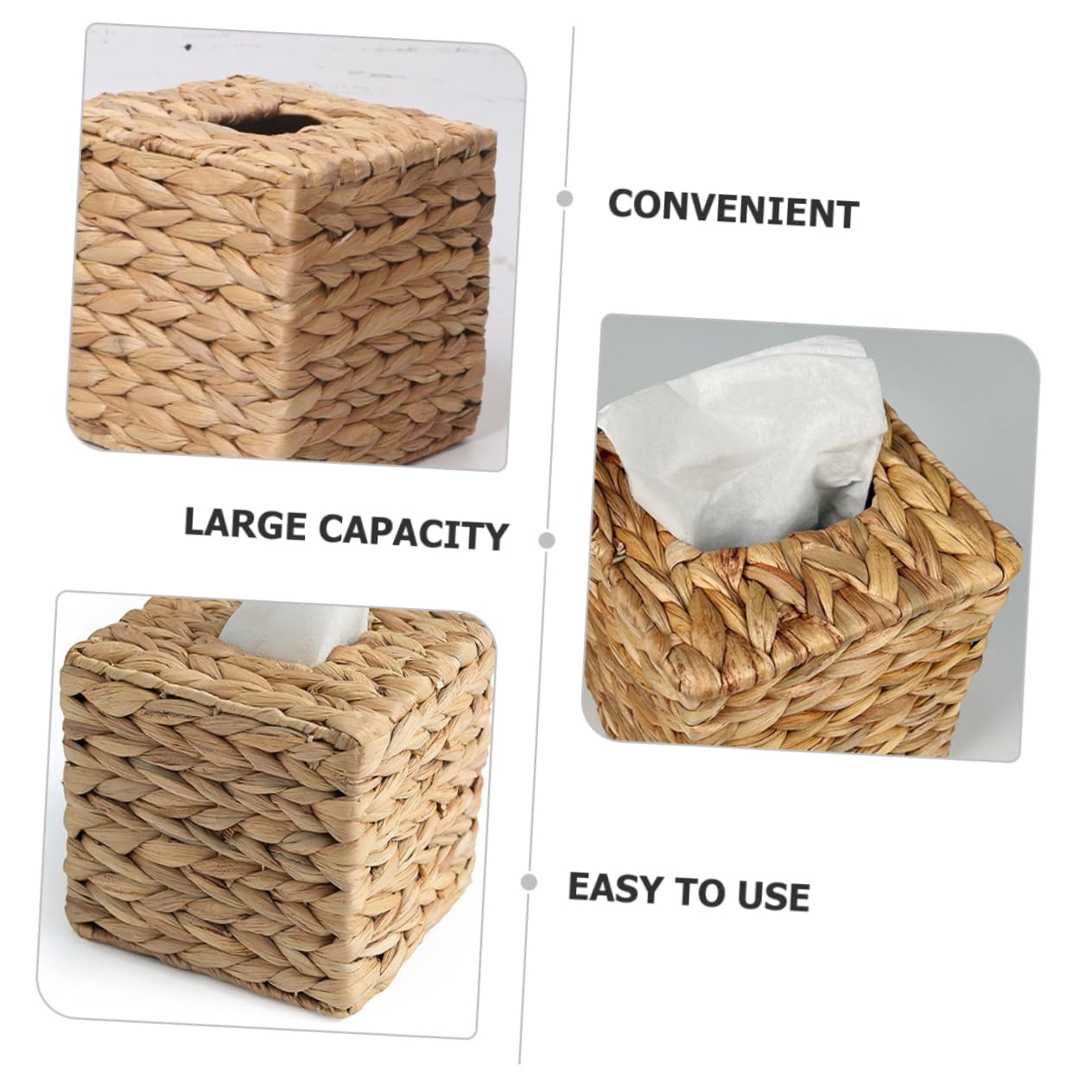 IMIKEYA Cestino Porta Fazzoletti Rettangolare Intrecciato Mano in Giunco Naturale Contenitore Di Tessuti Decorativo Per Casa Stile Country Organizer Salvaspazio Per Desktop
