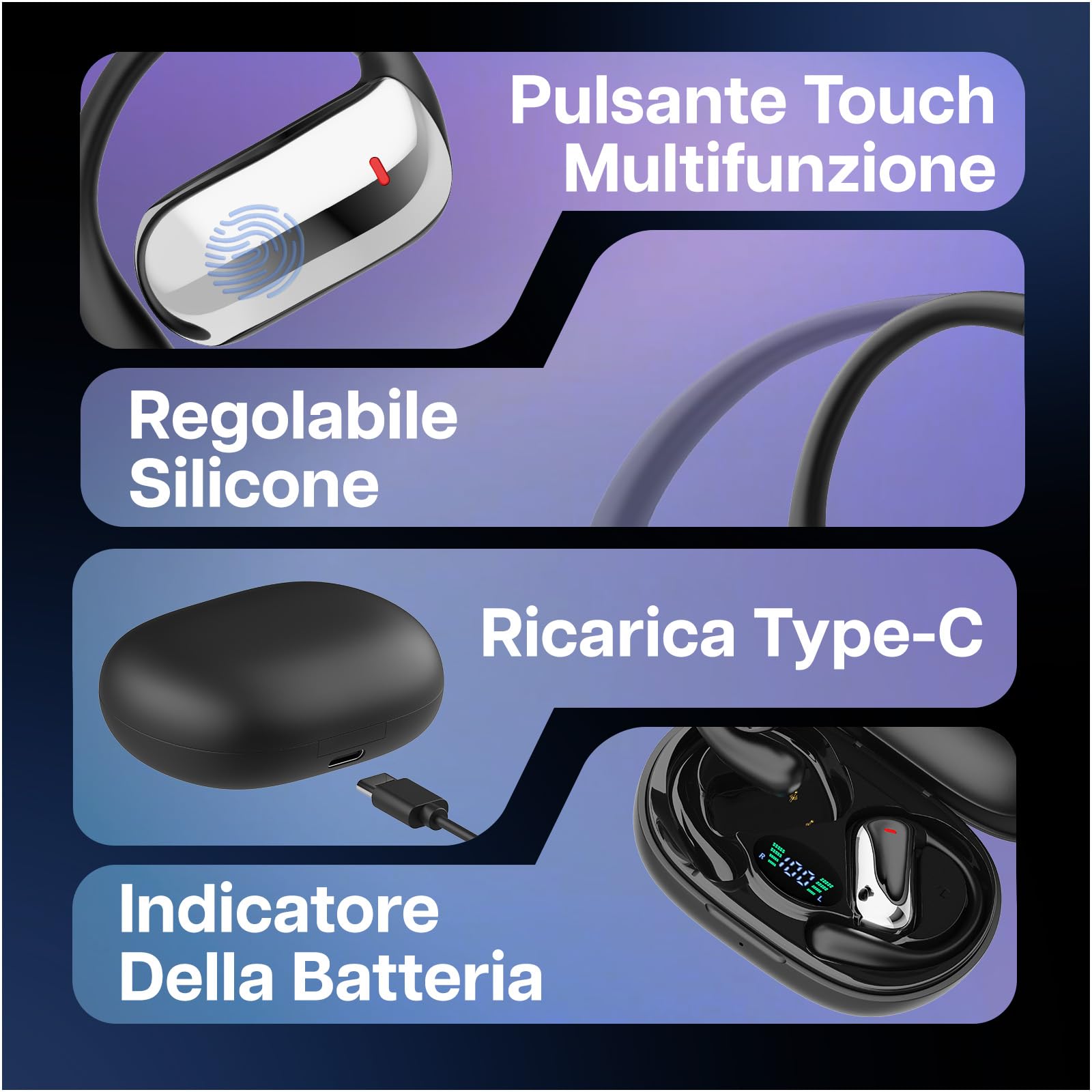 MMOBIEL Auricolari AI Traduzione in Tempo Reale Traduttore Bluetooth con 148 Lingue & App - Auricolari Open-Ear – 90 ore Standby, 400 mAh – Musica, Chiamate, Traduzione, Viaggi, Business, Studio