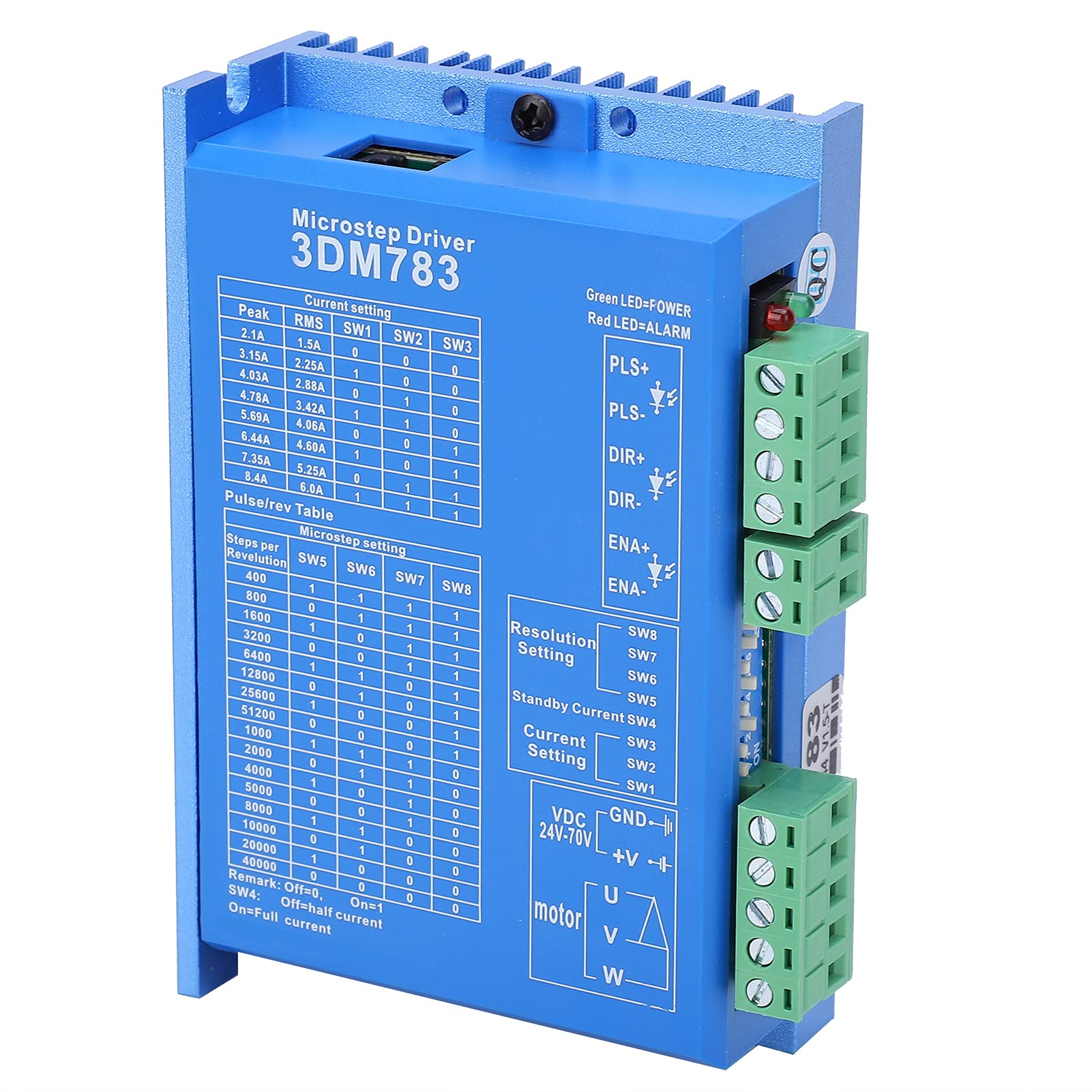 Aramox 3DM783 Sterownik Krokowy, Aluminiowy 3-fazowy Mikrokrokowy Kontroler
