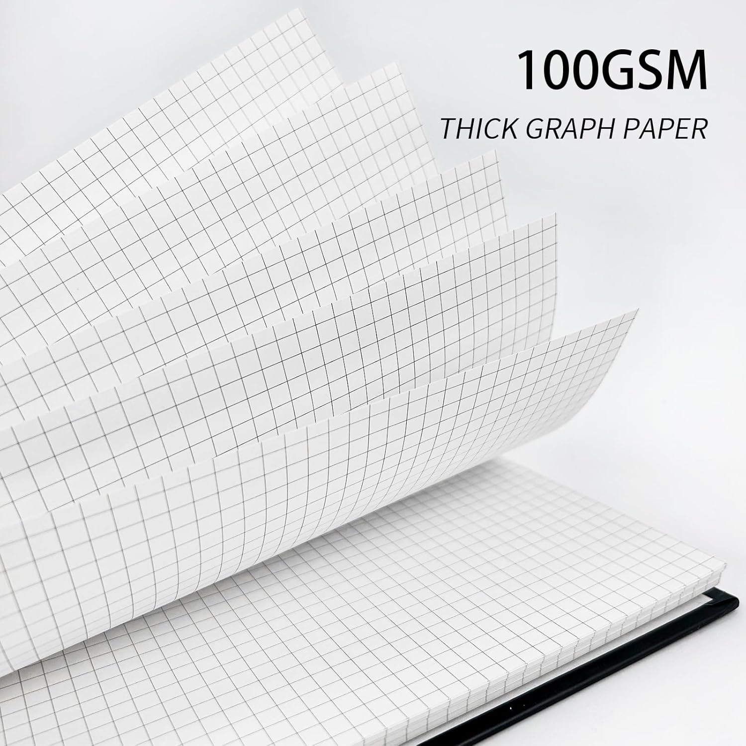 Graph Paper Spiral Notebook-A4 Grid Journal 8.5" x 11" - 4 Pack 160 Pages 100GSM Thick Paper Large Hardcover Notebooks for Note Taking Engineering Graphing Work School Supplies,Black