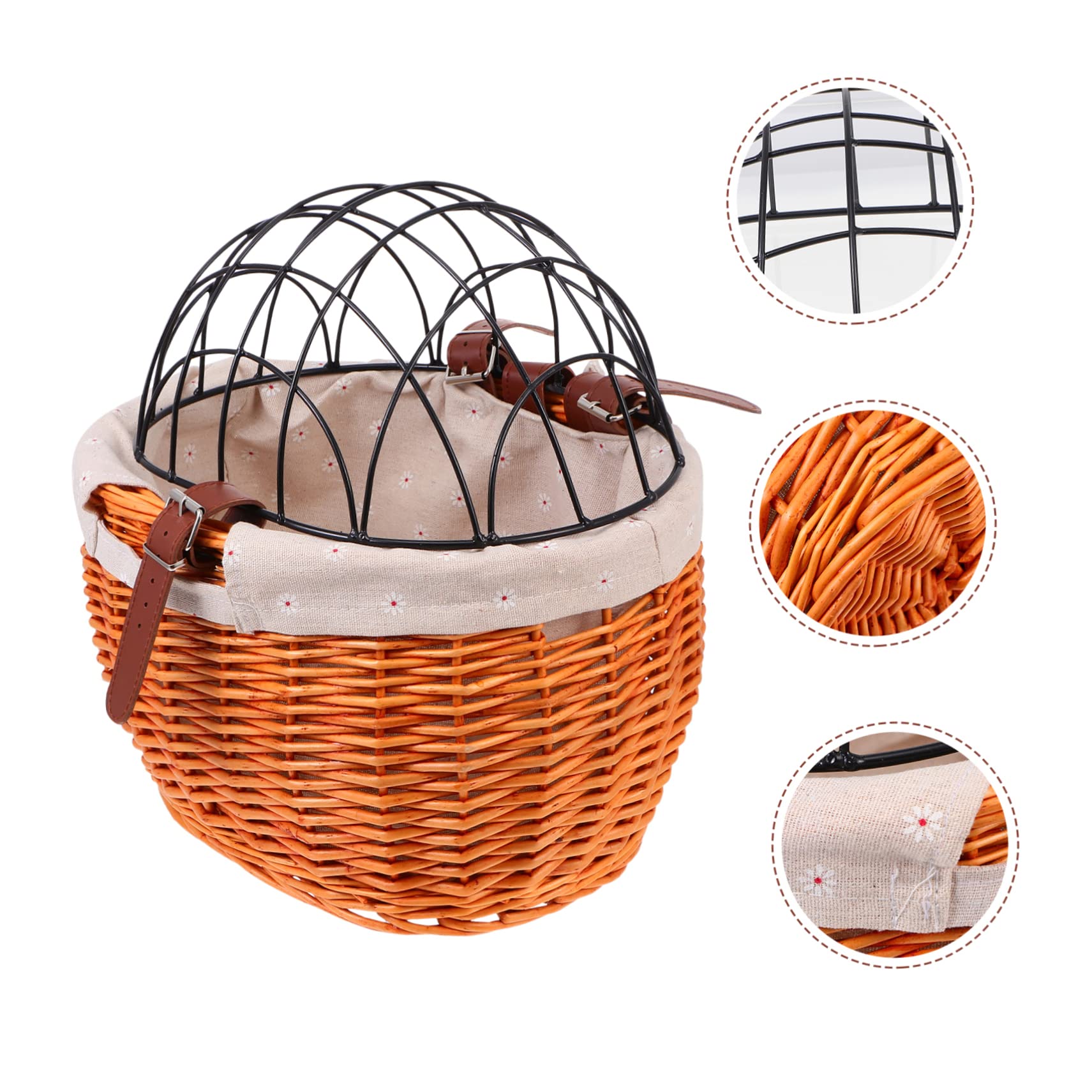HEMOTON Panier Vélo Osier Tressé pour Animaux Chat Chien Panier De Vélo De Rangement Robuste Installation Facile Et Rapide