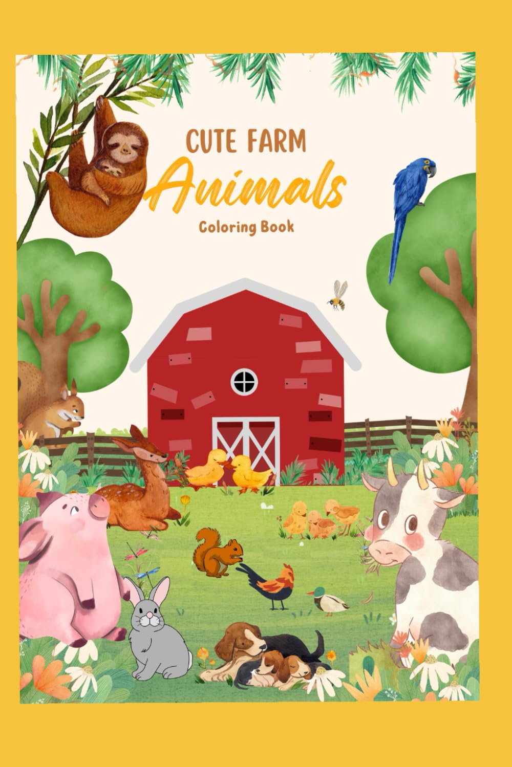 Cute Farm Animals Coloring Book