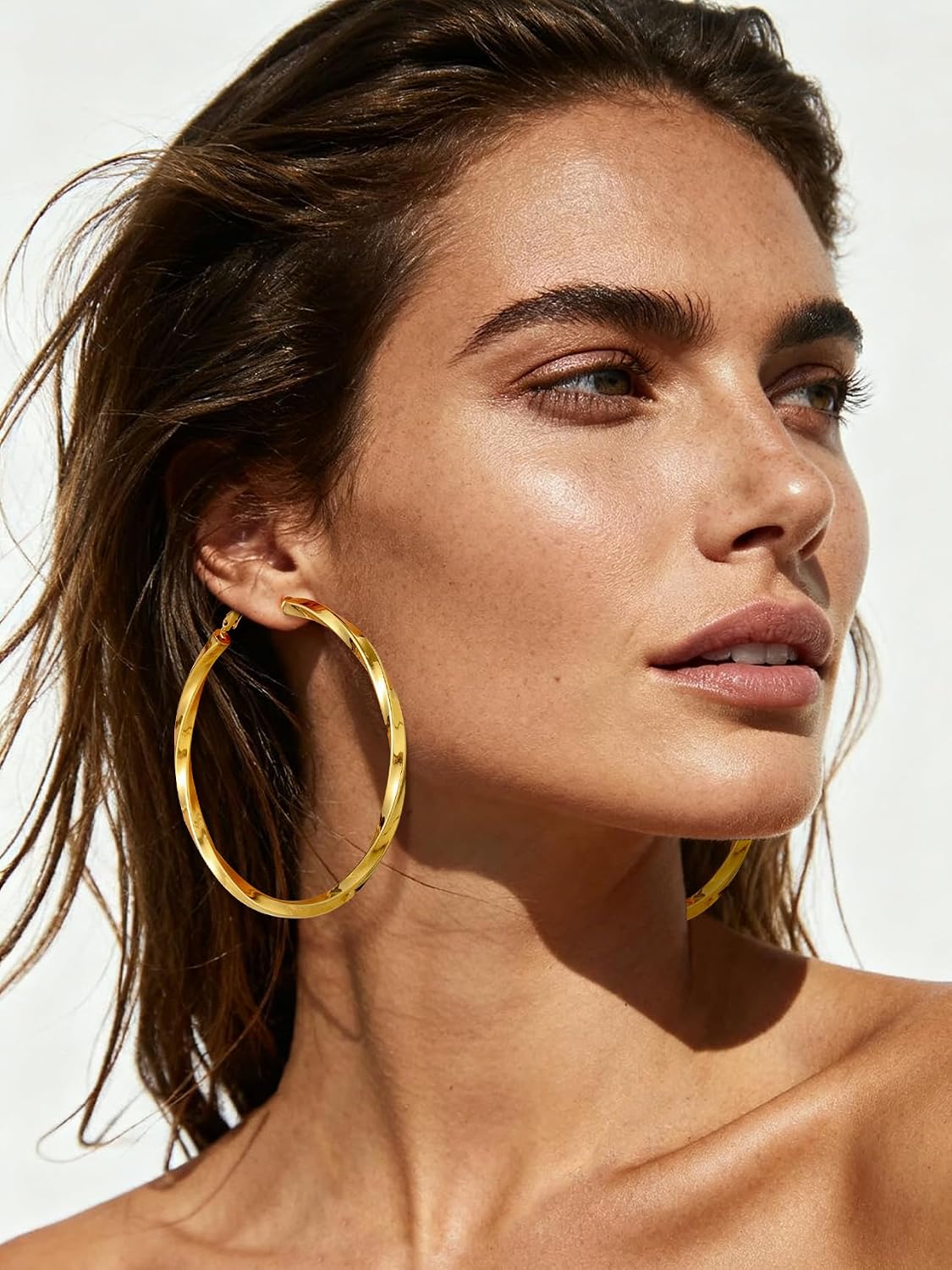Bestyle 5mm Thick Large Hoop Earrings for Women Lightweight Chunky Hoop Earrings Hollow Tube Hypoallergenic Gold/Silver/Black/Stainless Steel Earrings 30/40/60/80mm