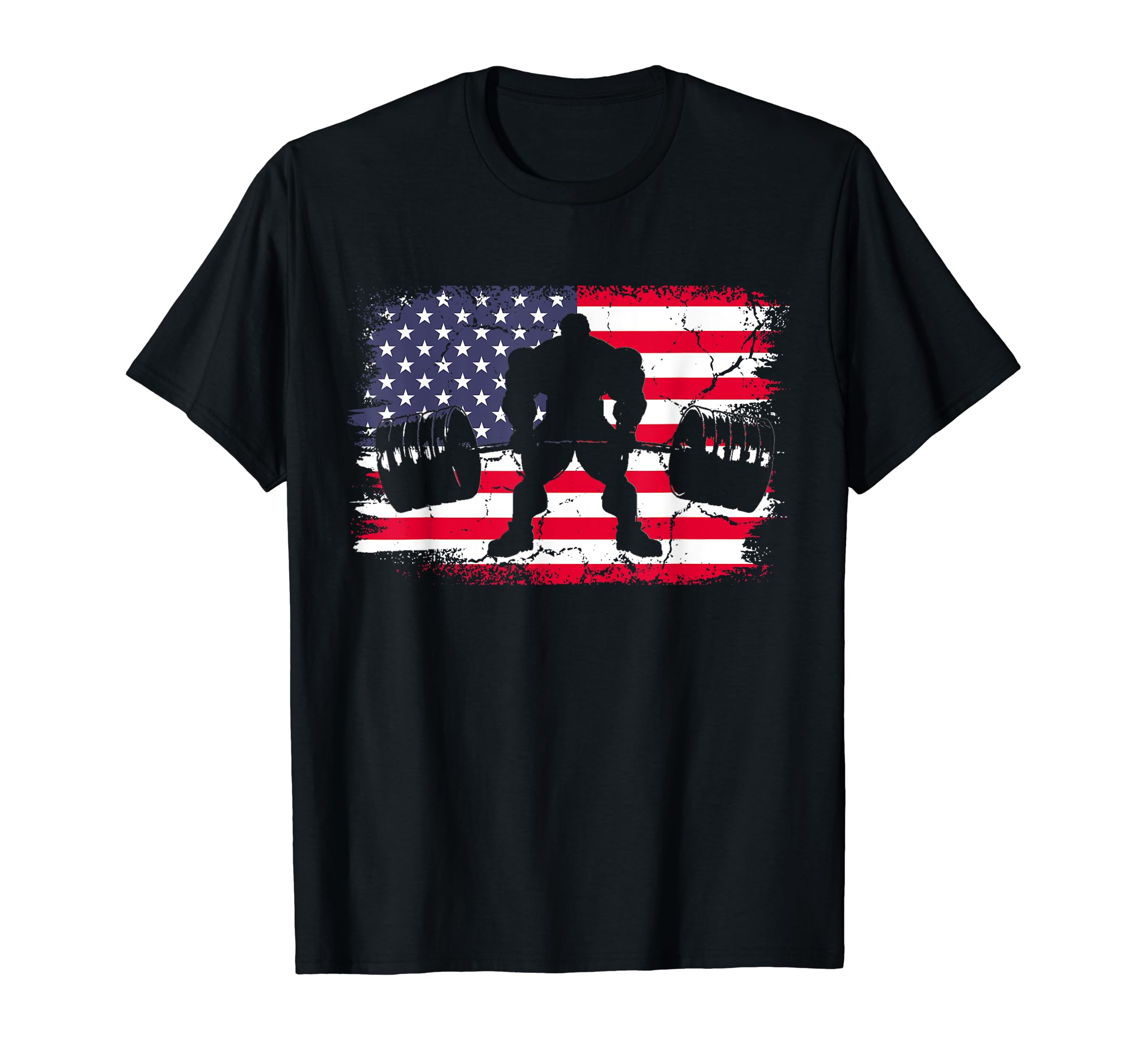 Weightlifting Powerlifting US Flag Designs For MenGym Deadlift Powerlift With USA American Flag T-Shirt