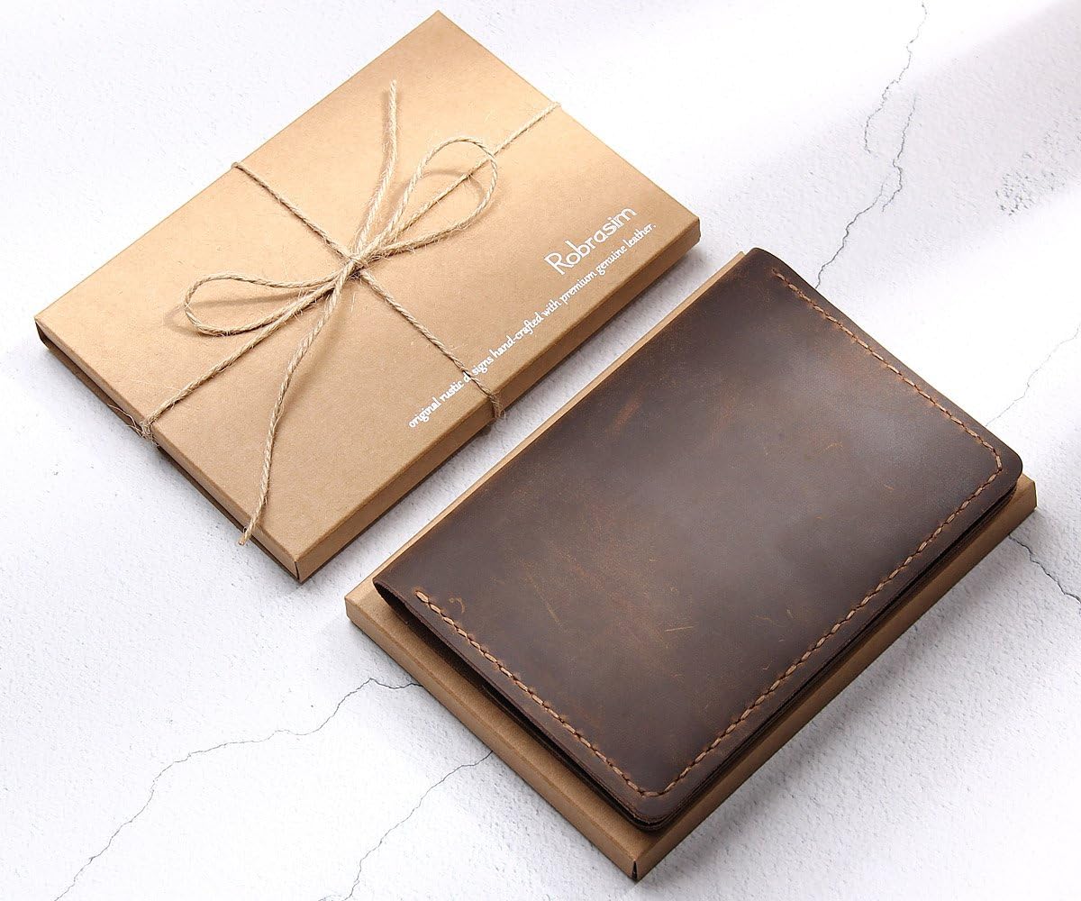 Robrasim Leather Journal Cover for Field Notes, Notebook Cover For Moleskine Cahier, Handmade Vintage Leather Cover for 3.5" x 5.5" Notebooks, Brown