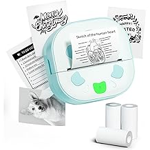 NDYIN Sticker Printer, PrintPods Mini Printer, Bluetooth Portabel Sticker Maker with 3 Rolls Paper, Print Pod Inkless Thermal Printer for iPhone, Impresora Port&aacute;til for Notes, Journal, DIY, Kids Gift