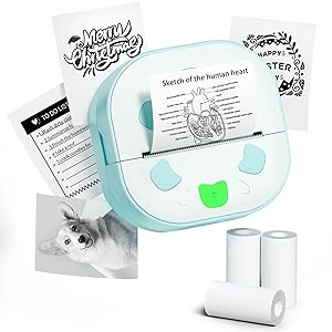 NDYIN Sticker Printer, PrintPods Mini Printer, Bluetooth Portable Sticker Maker with 3 Rolls Paper, Print Pod Inkless Thermal Printers for iphone, Impresora Porttil for Notes, Journal, DIY, Kids Gift