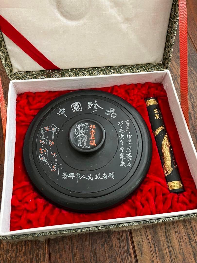 ⭕️雄勝硯　伝統工芸士　杉山唐龍斎　1.5kg超　22cm超　海が27mm ⭕️雄勝硯 伝統工芸士 杉山唐龍斎 1.5kg超 22cm超 海が27mm