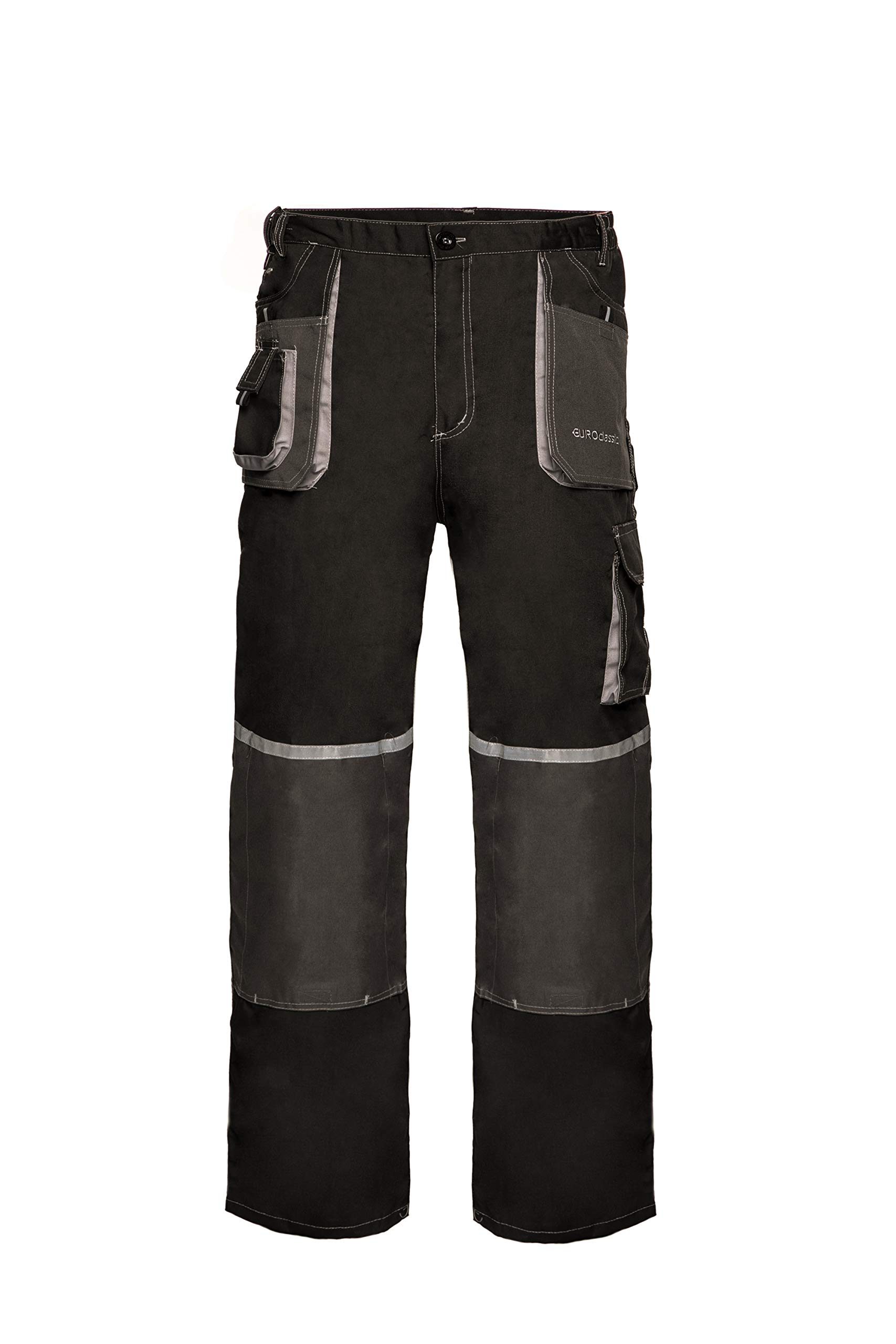 Art.mas Men's Grey Artmas Multi Pocket Cargo Heavy Duty Pro Work Trousers, Triple Stitched Cordura Reinforcing Stress Points Knee Pad Pockets, High Visibility&Reflective (40/42 Inch - 58 Eu, No Knee Pad)