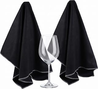 2 Pack Glass Polishing Cloths, 24.8 x 20.1 Inch, Black | Lint- Microfiber Cloths, Streak- Drying Towels, Reusable Microfiber Cloths, for Wine Glasses Stemware and Glassware