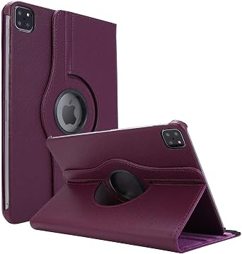 Microsonic Apple iPad Pro 12.9`` 2022 6. Nesil için Kılıf (A2436-A2764-A2437-A2766) 360 Rotating Stand Deri Mor [iPad Pro 12.9 2022 ile Uyumlu Kılıf - Mor]