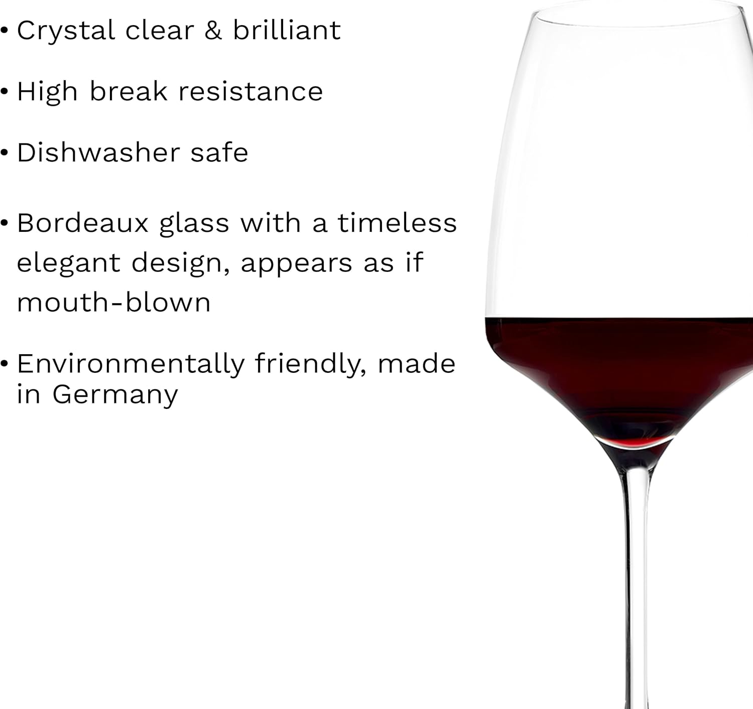 Stölzle Lausitz Bordeaux Glasses Experience 6-piece set, 21.75 oz – Premium crystal glasses for Bordeaux, maximizing aroma, dishwasher- and shock-resistant
