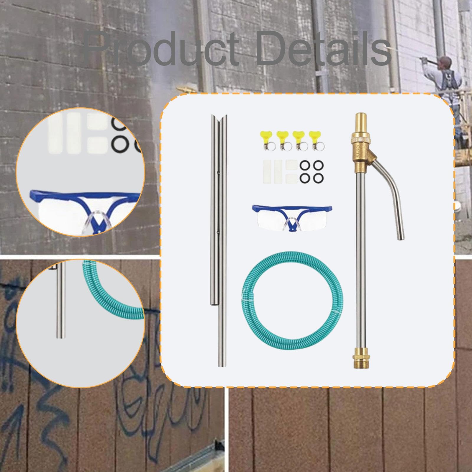 Qianly Portátil Adaptador para Lavadora a Presión Kit de Arenado Húmedo Boquilla Reemplazable Conector Rápido Material Acero Inoxidable Adecuado, Verde