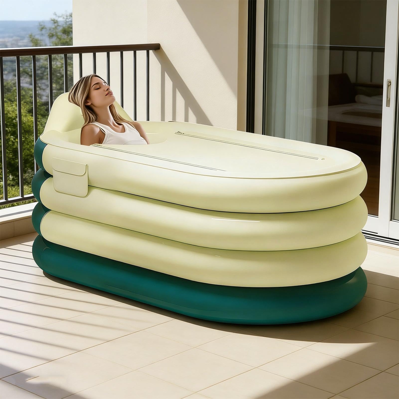 Vasca da Bagno Gonfiabile per Doccia Strumento per Immersione Totale | Tubo Gonfiabile per Doccia per Casa, Hotel, Appartamento, , Uomini, Donne, Benessere e Recupero Muscolare