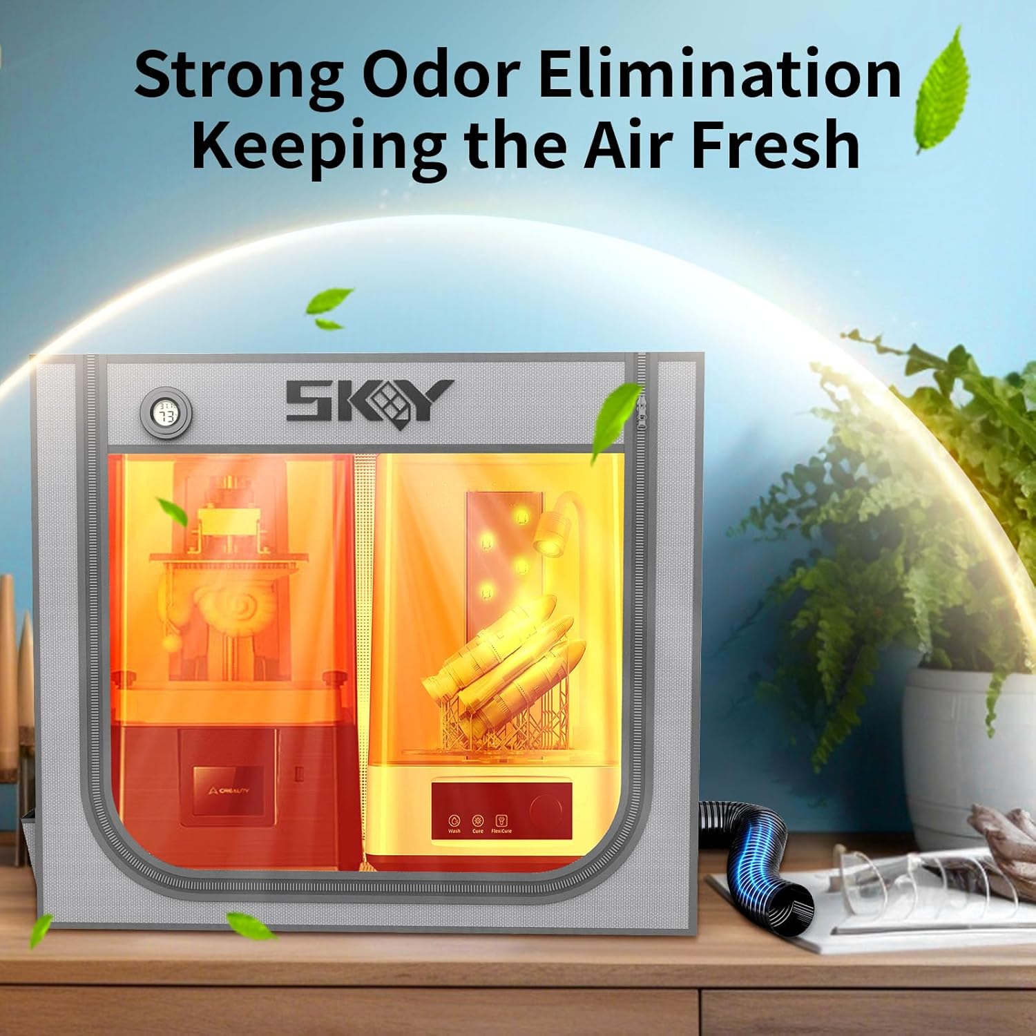 Large Resin 3D Printer Enclosure with Ventilation Kit LED Light, 3D Printer Vented Enclosure Tent Cover Eliminate Odors Dustproof Isolate Noise Compatible with LCD Resin UV 3D Printer 33*18.9*28.7Inch