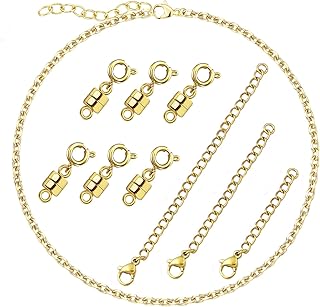 HOLAILS Dainty Gold Necklace For Women Sets Includes 6Pcs14k Magnetic Necklace Clasp 1Pcs gold necklaces for women and 3 Pcs 18k necklace extender best Jewelry Addition as mom gift