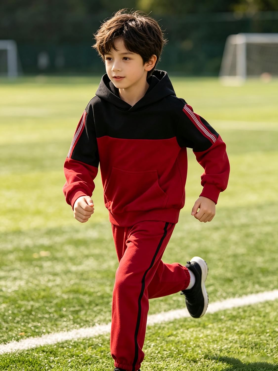 Boys Color Block Sweatsuit Tops & Pants 2 Psc Fall Winter Outfits Set
