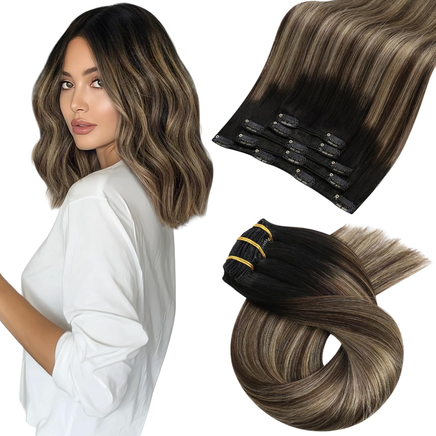 Moresoo Clip in Extensions Echthaar Haarverlängerung Echthaar Extensions Clip