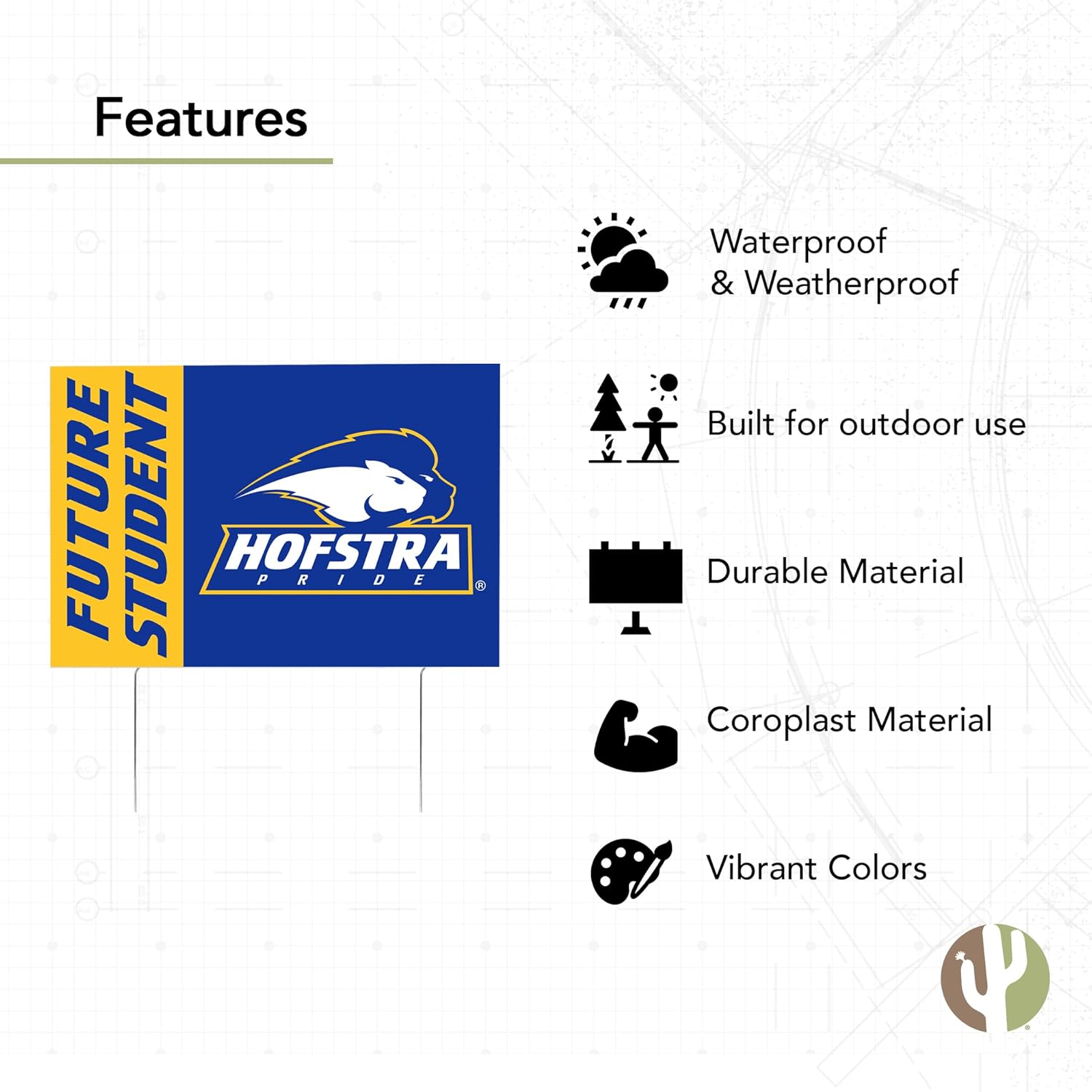 Desert Cactus Hofstra University Pride 12x18" Graduate Graduation Celebration Yard Sign Graduates Outdoor Lawn Display with Stakes (Grad Sign 4)