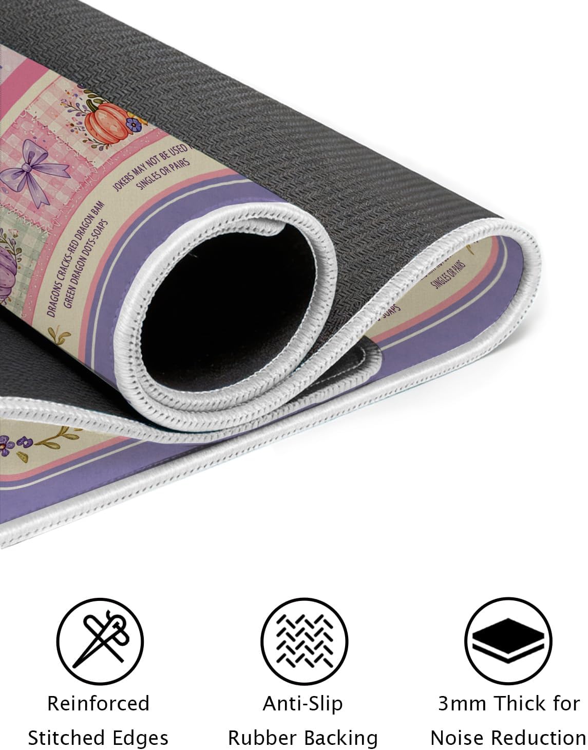 Halloween & Fall Mahjong Mat - Preppy Pink rolled up
