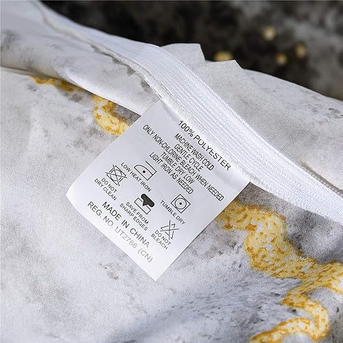 Miniatura 6 de Fan Juego de funda de edredón tamaño Queen con patrón de mármol reversible, color negro, blanco y dorado, funda de edredón de microfibra con cierre