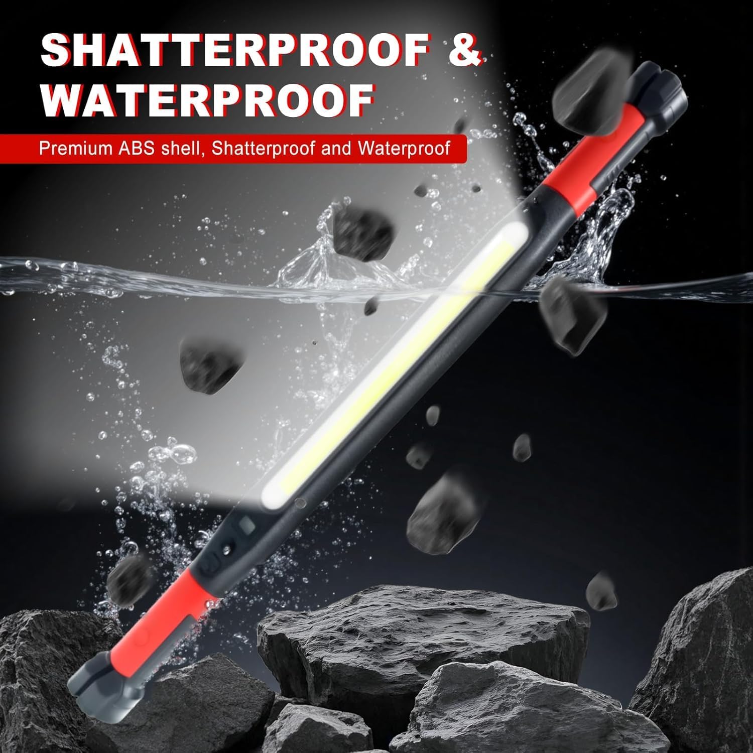 Magnetic Work Light 3000 Lumens, Rechargeable LED Flood Light with 180° Rotating Head & 360° Hooks, IP65 Waterproof Shatterproof Portable Spotlight for Camping, Emergency, Car Repair, Jobsite (2)