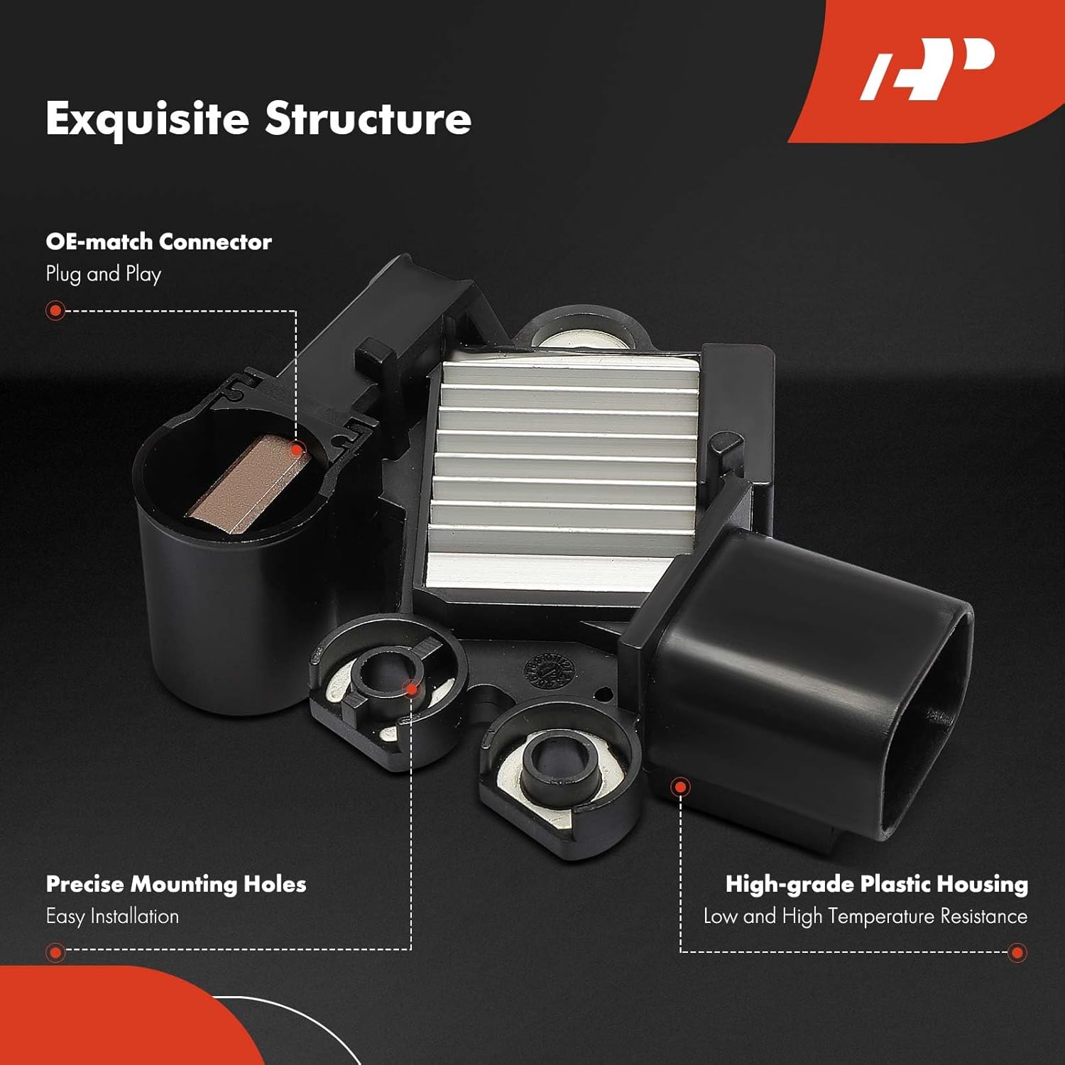 A-Premium Alternator Voltage Regulator Compatible with Nissan Maxima 2004-2008, Quest 2004-2009, 3.5L, 14.5V B-Circuit 14.5 Vset