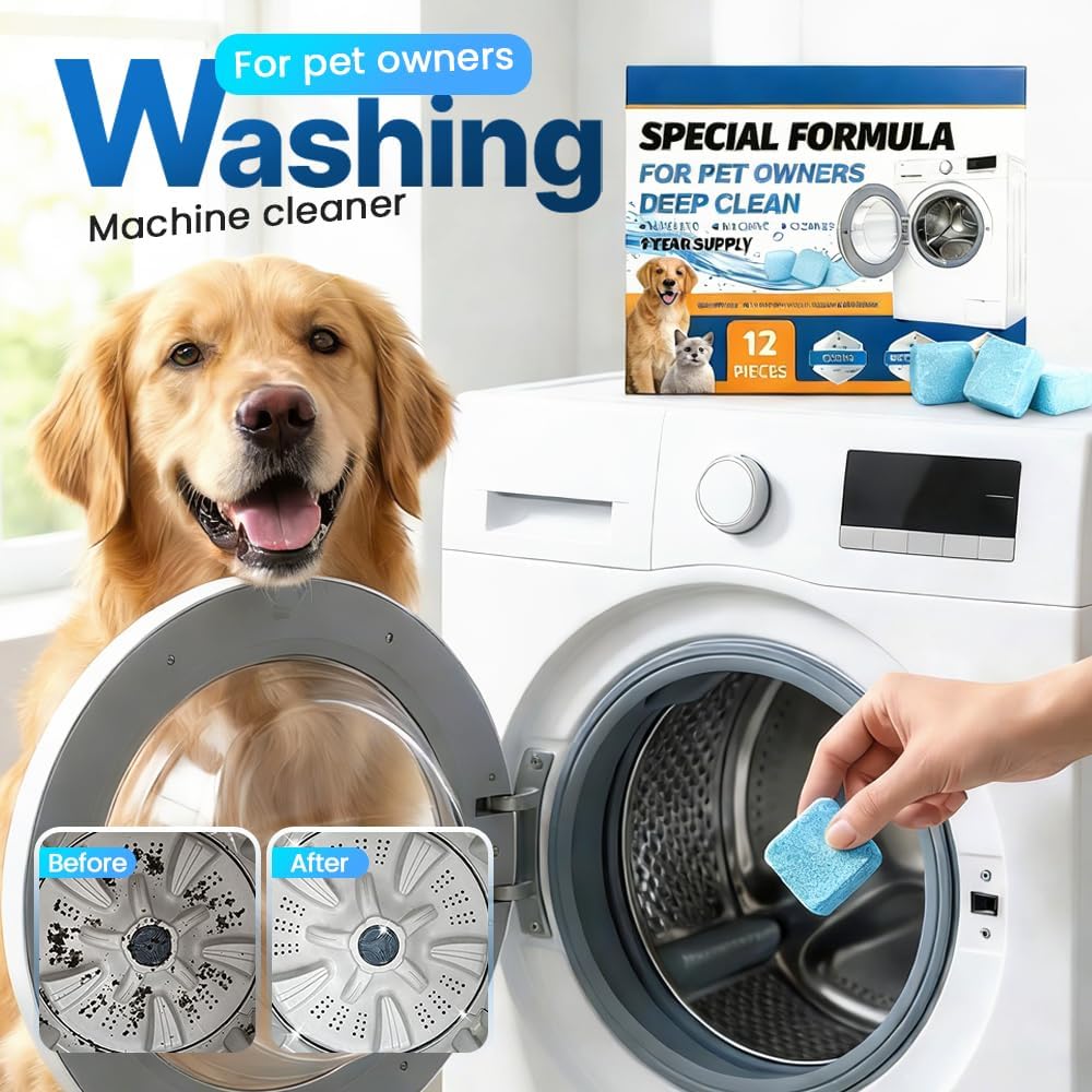 Washing Machine Cleaner Tablets 24 Pack, 2026 Upgraded Washer Cleaner Tablets for HE Top Front Load Washer, Removes Pet Hair, Odors, Suitable for Pet Owners (36 Pack)