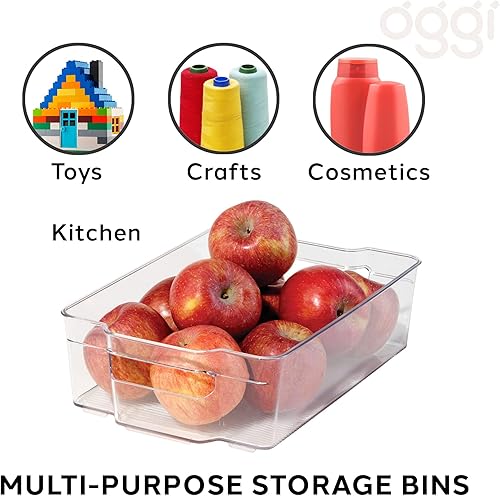 Miniatura 4 de Oggi Contenedor de almacenamiento apilable con asa, ancho (12.5 x 8.5 x 3.5 pulgadas), ideal para organización de cocina, almacenamiento de