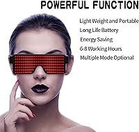 Vista 9 de Gafas LED dinámicas que brillan con luz LED recargable por USB, con luz intermitente de neón, 11 patrones, gafas luminosas