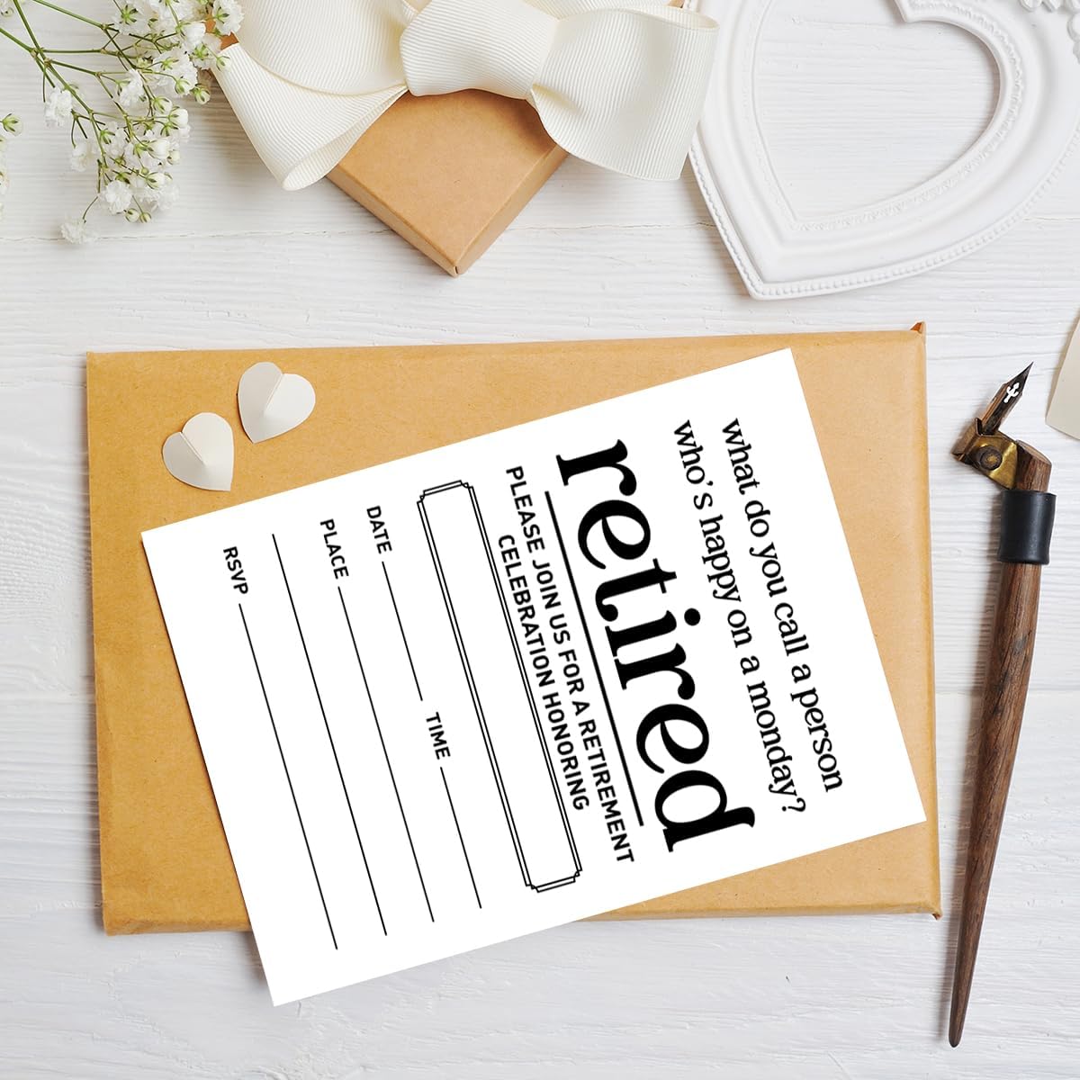 Funny Retirement Party Invitations for Women Men, Retirement Party Invite Cards, 20 Invites with Envelopes (4"x6")