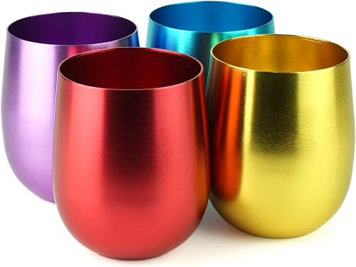 Arora 4-Pack 16oz Aluminum Stemless Wine Glass