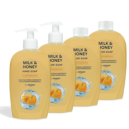 by Amazon Milk & Honey Hand Soap, 4 x 500ml - Milk & Honey - 500 ml (Pack of 4)