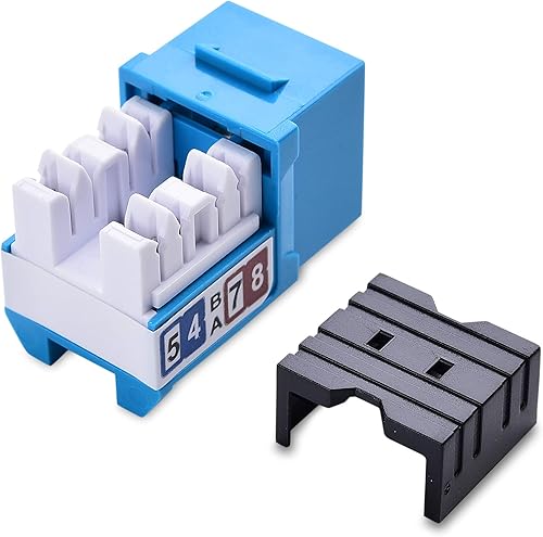 Miniatura 8 de Cable Matters Paquete de 1 herramienta de crimpado y listado UL, paquete de 25 unidades de perfil delgado de 90 grados Cat6 RJ45 Keystone Jack