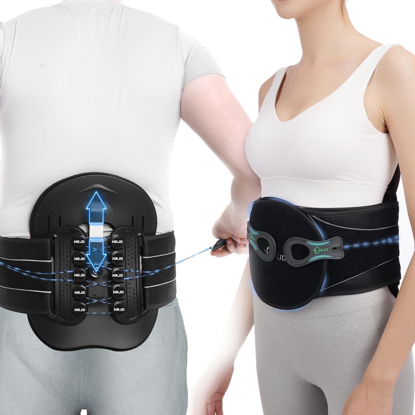 LSO Spine Decompression Support ARC Entire Back Brace for Women Men Adjustable Height 11.81"-13.77 "+ Dual-Pulley System + 3D Pad LSO Spine Decompression Support Belt for Sciatica, Waist Sacral Orthosis Herniated Discs, Bulging, Post Op Recovery, Strain and Spine Stenosis