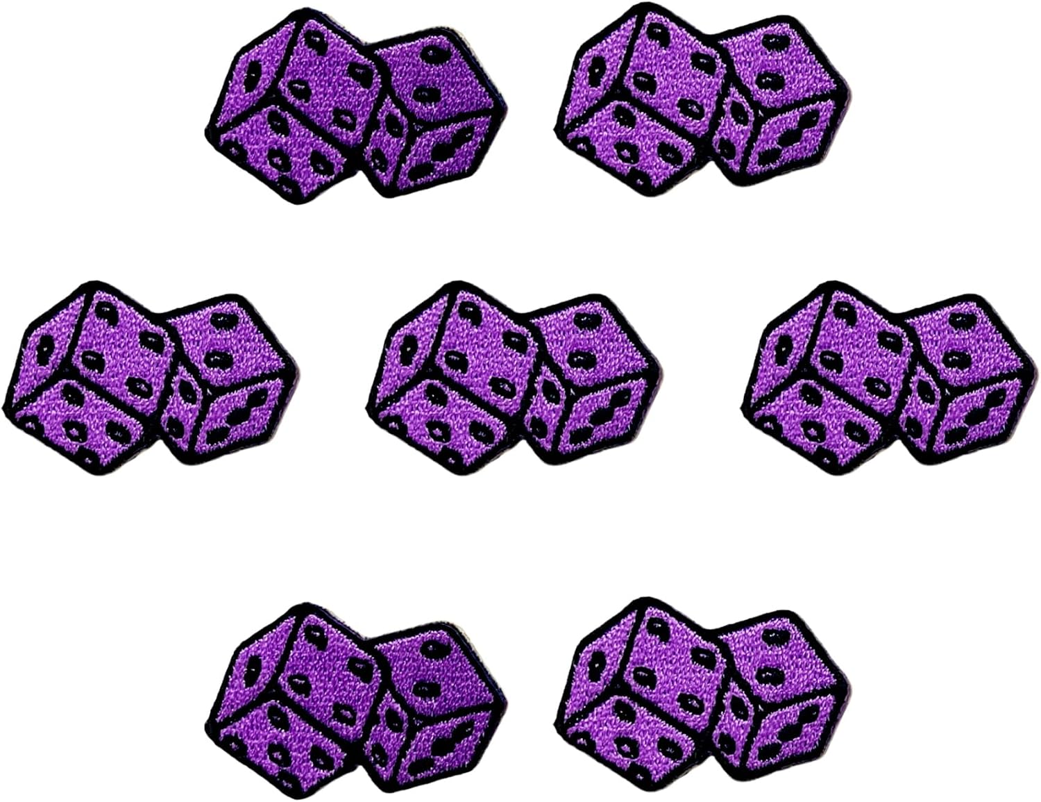 TH Patch Set of 2 Tiny. Mini Purple Pair of dice Patches Logo1 Cute Cartoon sew Iron on Embroidered Applique Badge Sign Patches Clothing Costume image 5