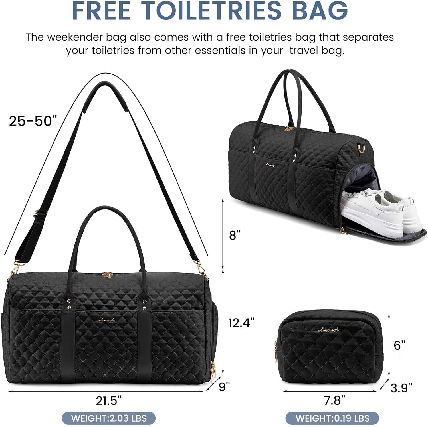 LOVEVOOK Travel Duffle Bag,Weekender Bags for Women Overnight Bag with Shoe Compartment, Carry on with Toiletry Bag,Duffel Bag with Wet Pocket,Hospital Bags for Labor and Delivery - Image 6