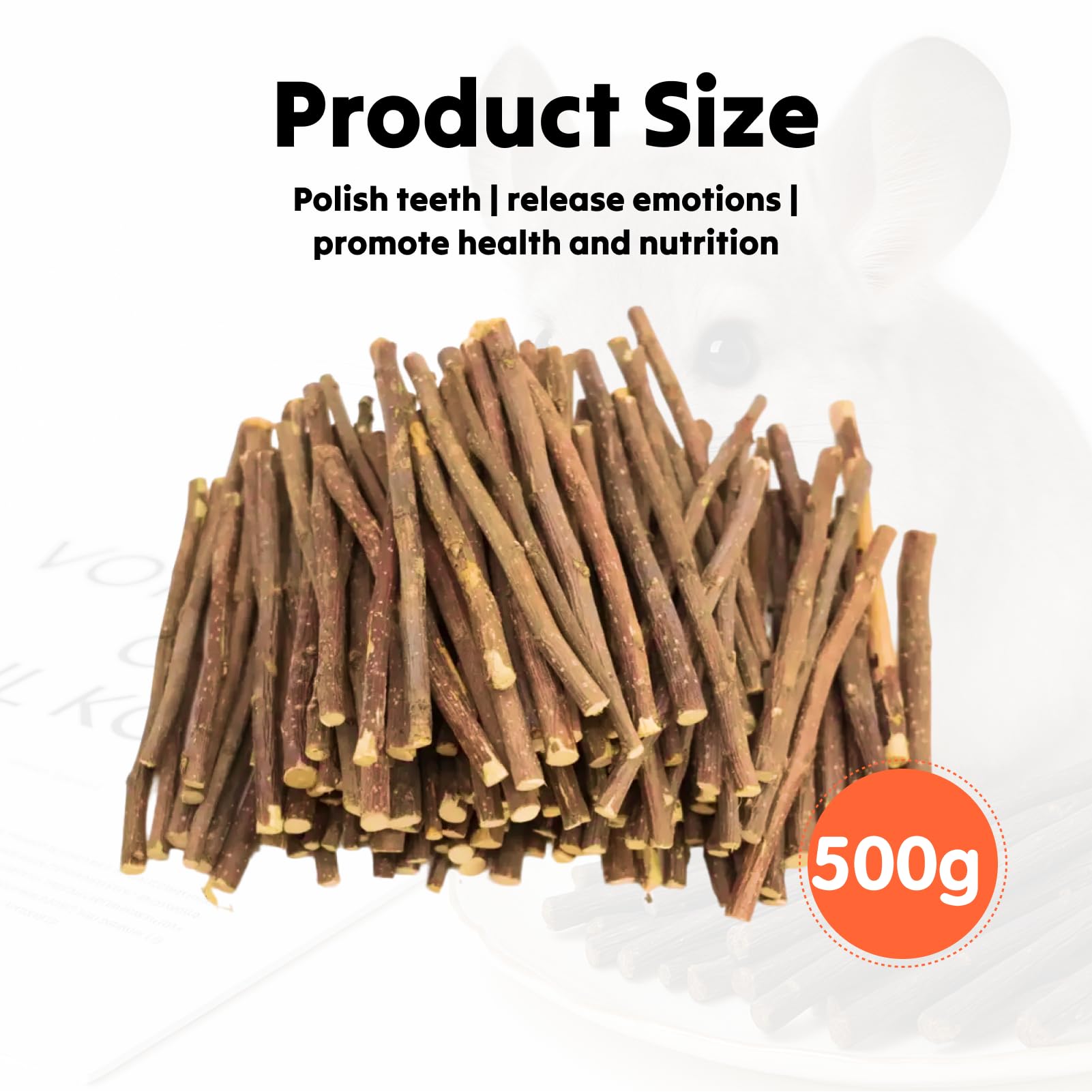 500g bastoncini mela Naturale 300pcs, bastoncini melo giocattolo Bastoncini da Masticare per Cincillà Criceto Porcellino d'India (500g)