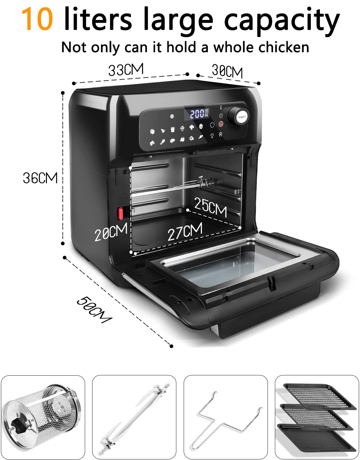 Air Fryer Oven, Uten 10L Digital Air Fryers Oven, Smart Tabletop Oven